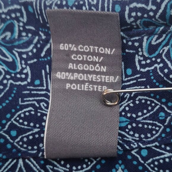 Van Heusen Men's Size XXL Navy & Teal Pattern Classic Loose Fit Shirt - Picture 4 of 9